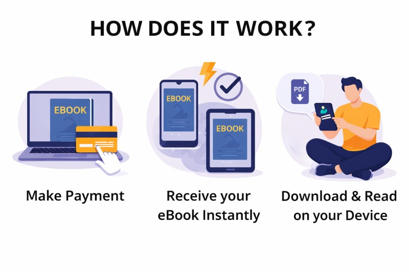 How it works — pay, receive instantly, read on your device